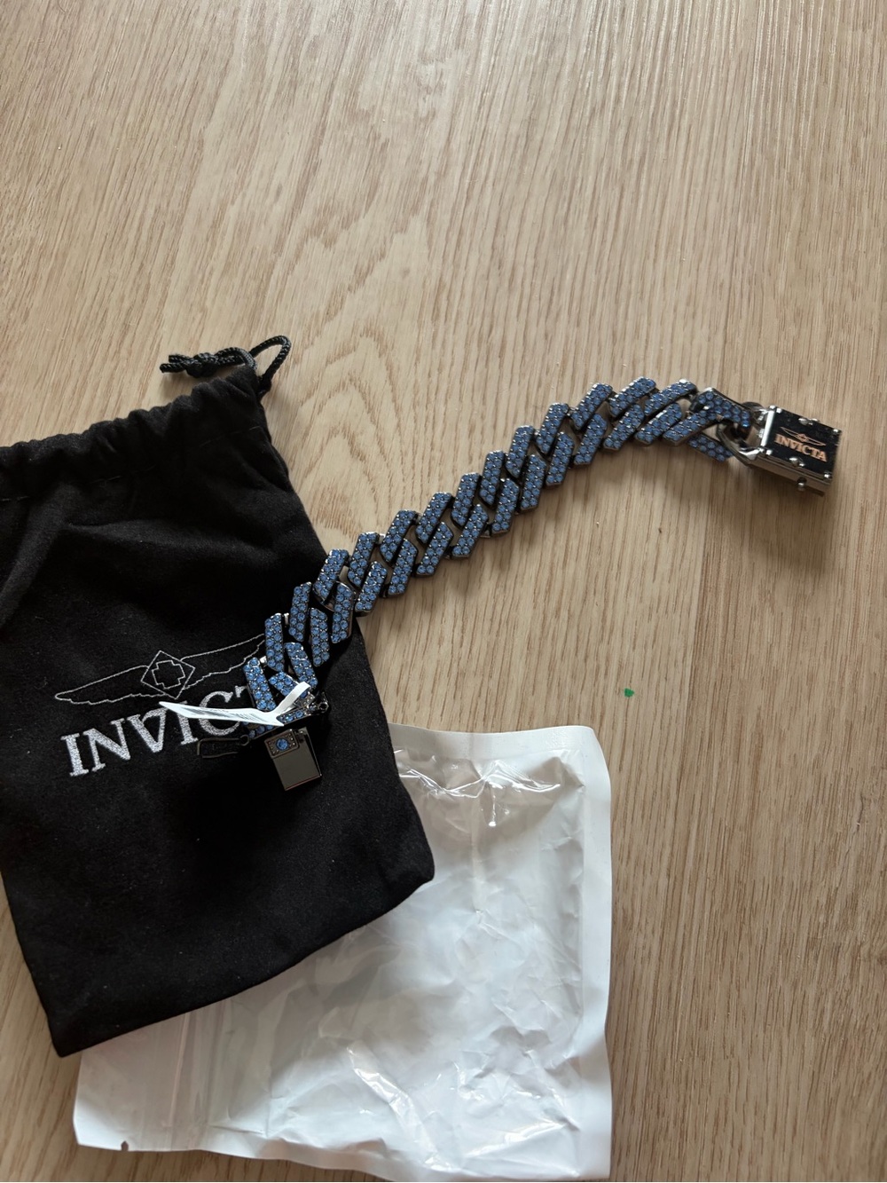 Invicta Men’s Blue Braided Chain Bracelet with Branded Clasp